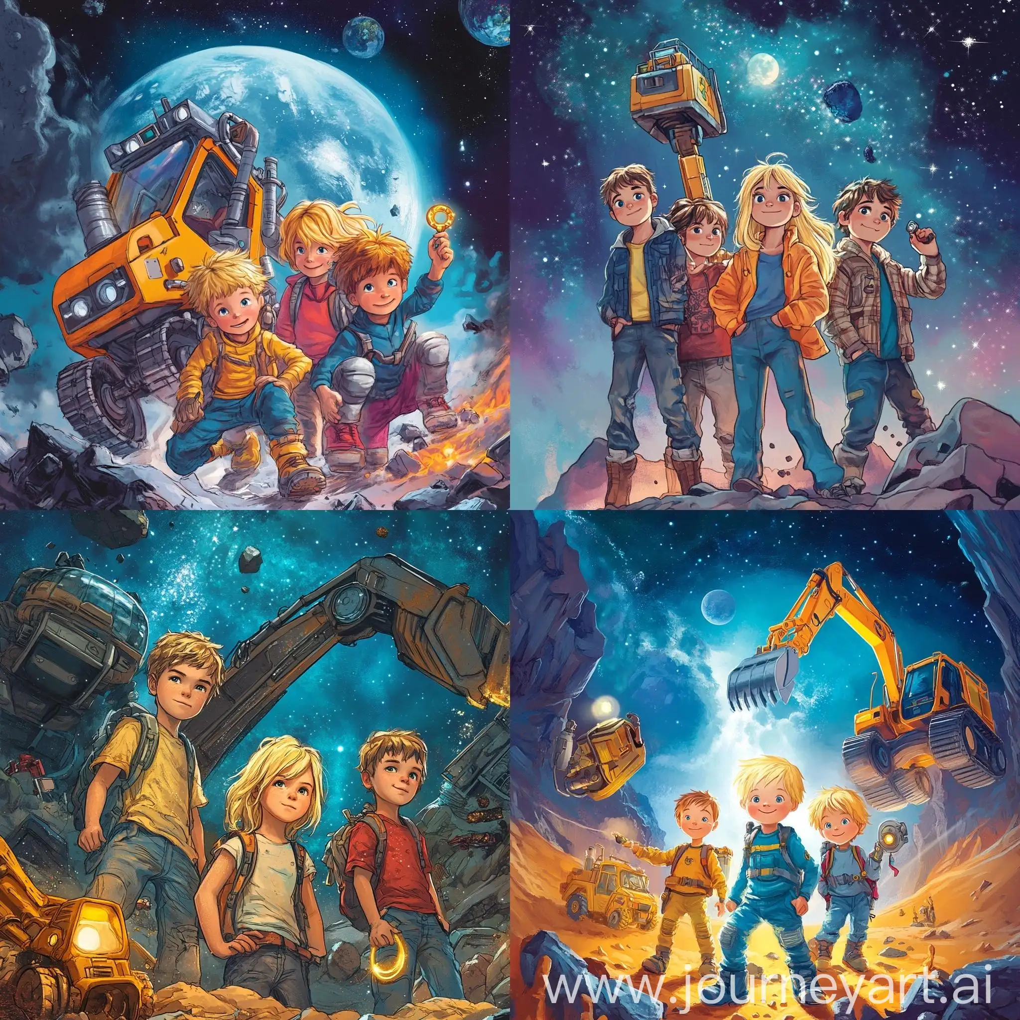 Childrens-Book-Cover-Issi-and-Friends-Space-Adventures-with-Excavator-and-Magic-Ring