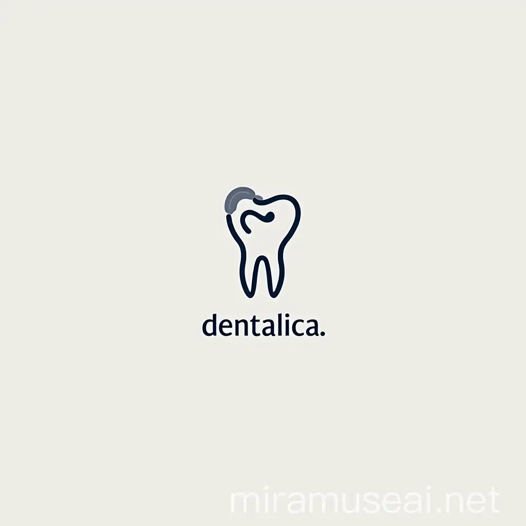 Aesthetic Minimalist Tooth Design with Navy Outline and Dentalica Text