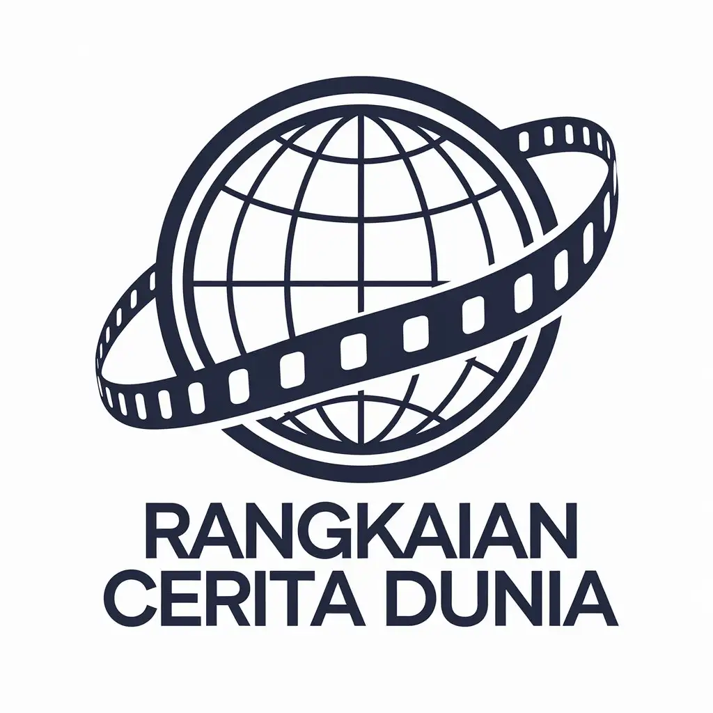 Logo Design Featuring a Globe and Film Roll Track for Rangkaian Cerita Dunia