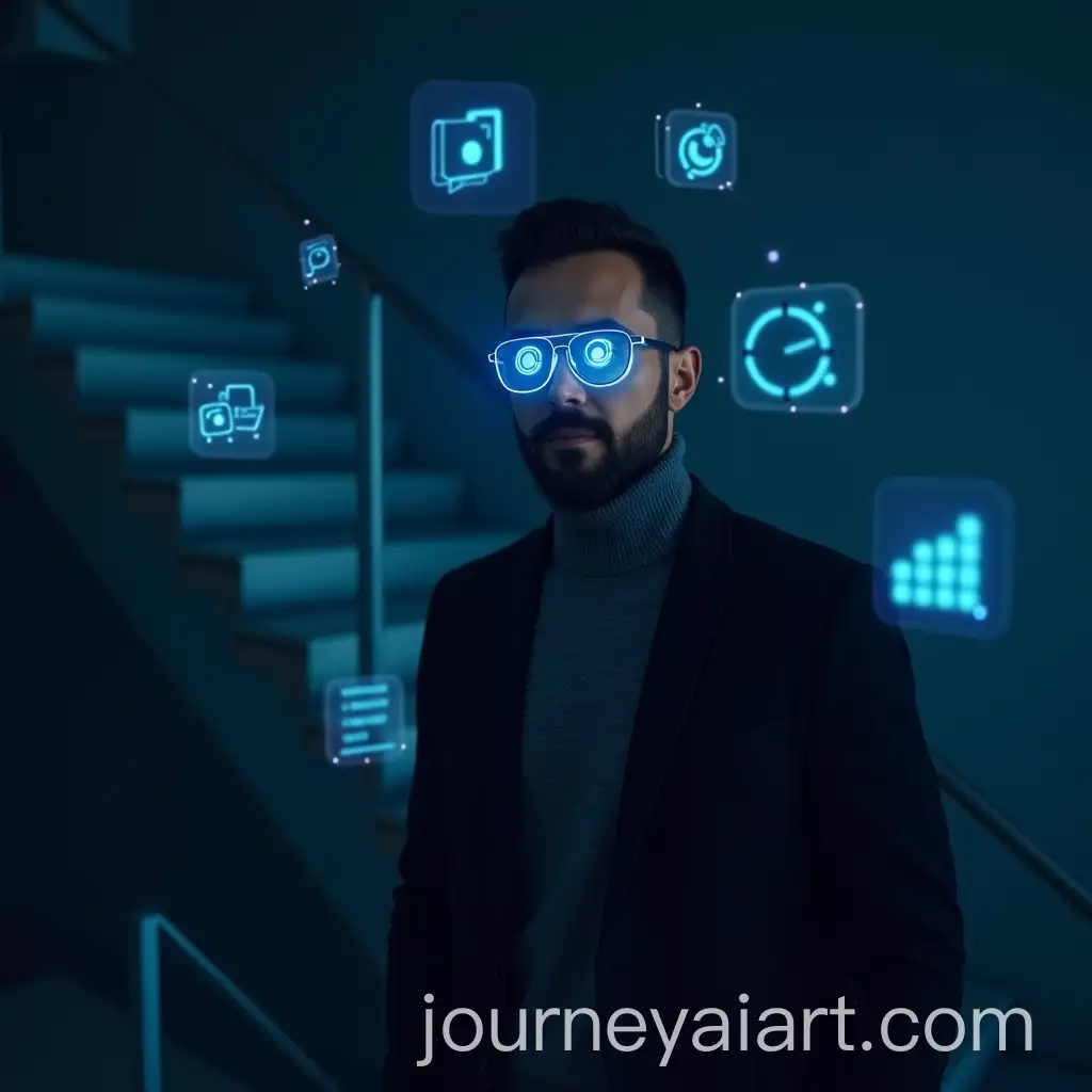 Bearded-Man-in-Dark-Blazer-with-Glowing-Glasses-and-Digital-Icons-in-Futuristic-Setting