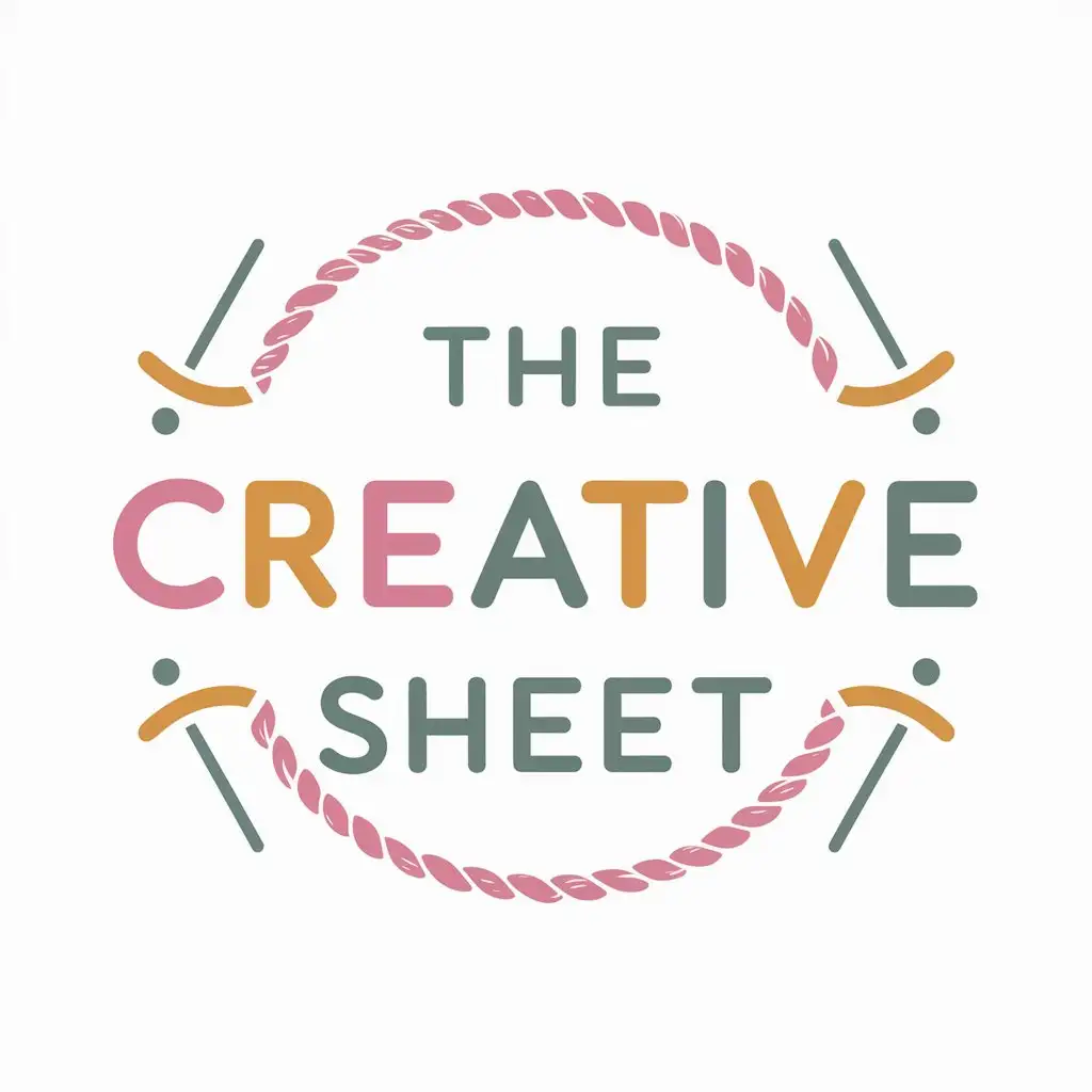 LOGO Design For The Creative Sheet Pink Sage Green Orange with Spreadsheet and Crochet Elements