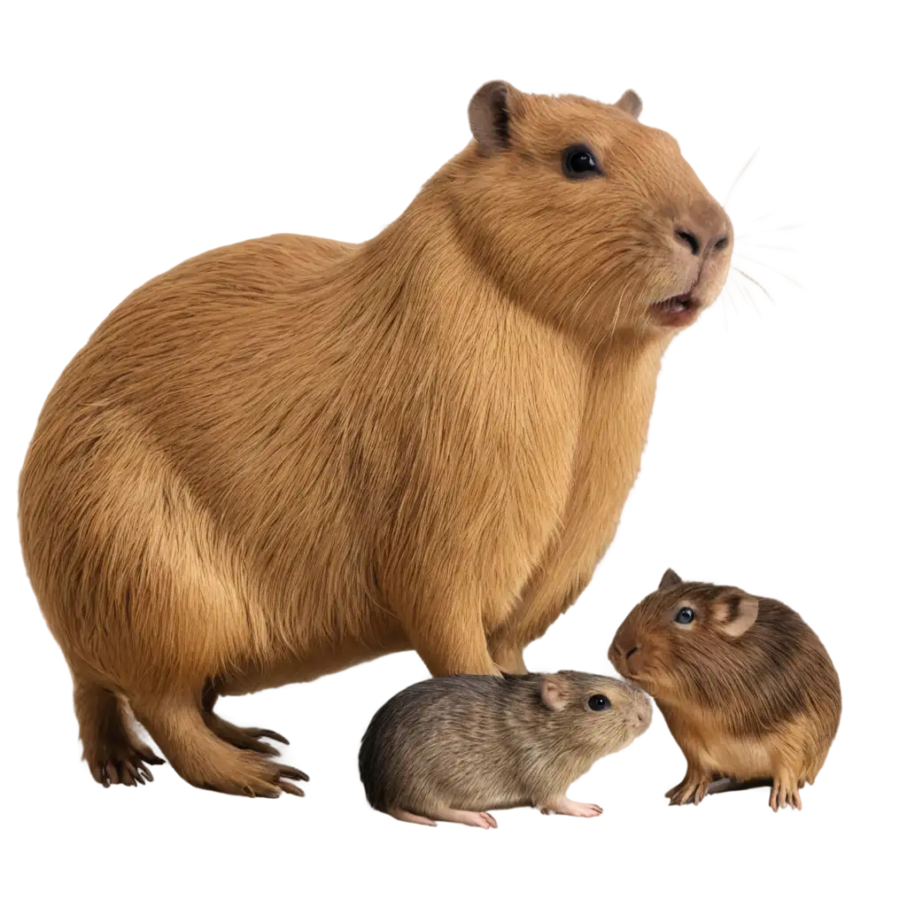 Capybara-with-Guinea-Pigs-PNG-Image-High-Quality-Transparent-Background