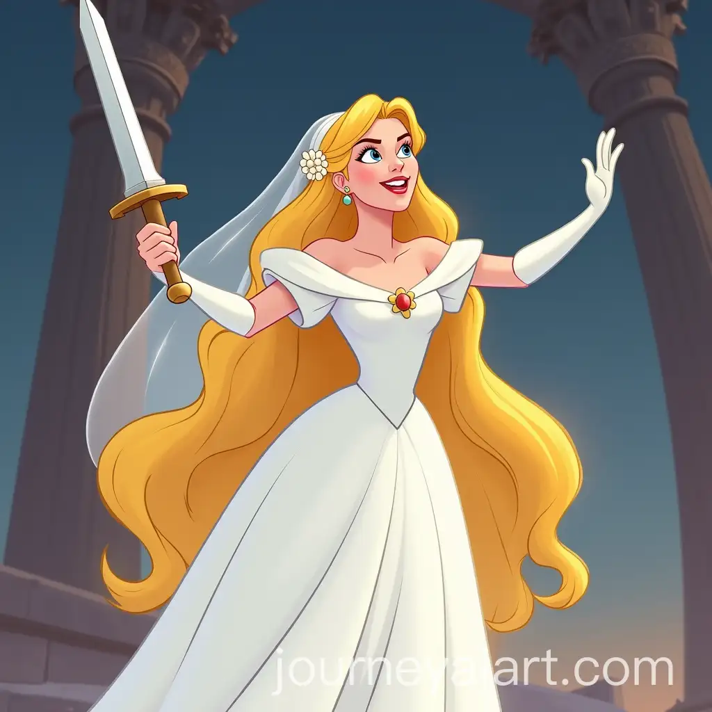 Heroic-Blonde-Bride-with-Sword-in-Air