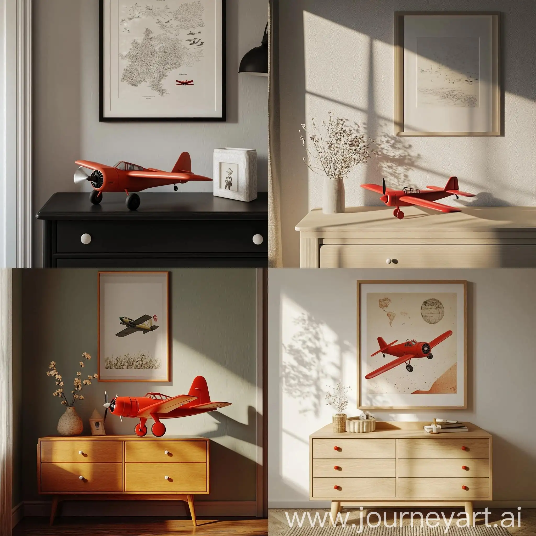 Scandinavian-Style-Red-Plane-on-Dresser