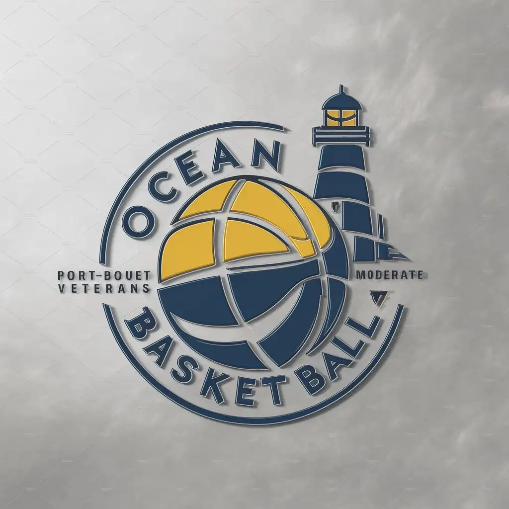 LOGO Design for Ocean Basket Ball 3D Basket Ball and Lighthouse Theme