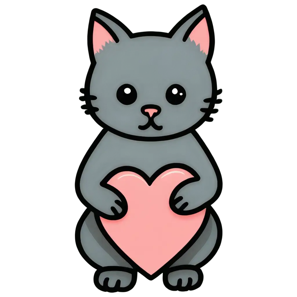 Cartoon-Kitten-Sticker-PNG-Holding-Heart-Cute-and-Playful-Design-for-Digital-Art