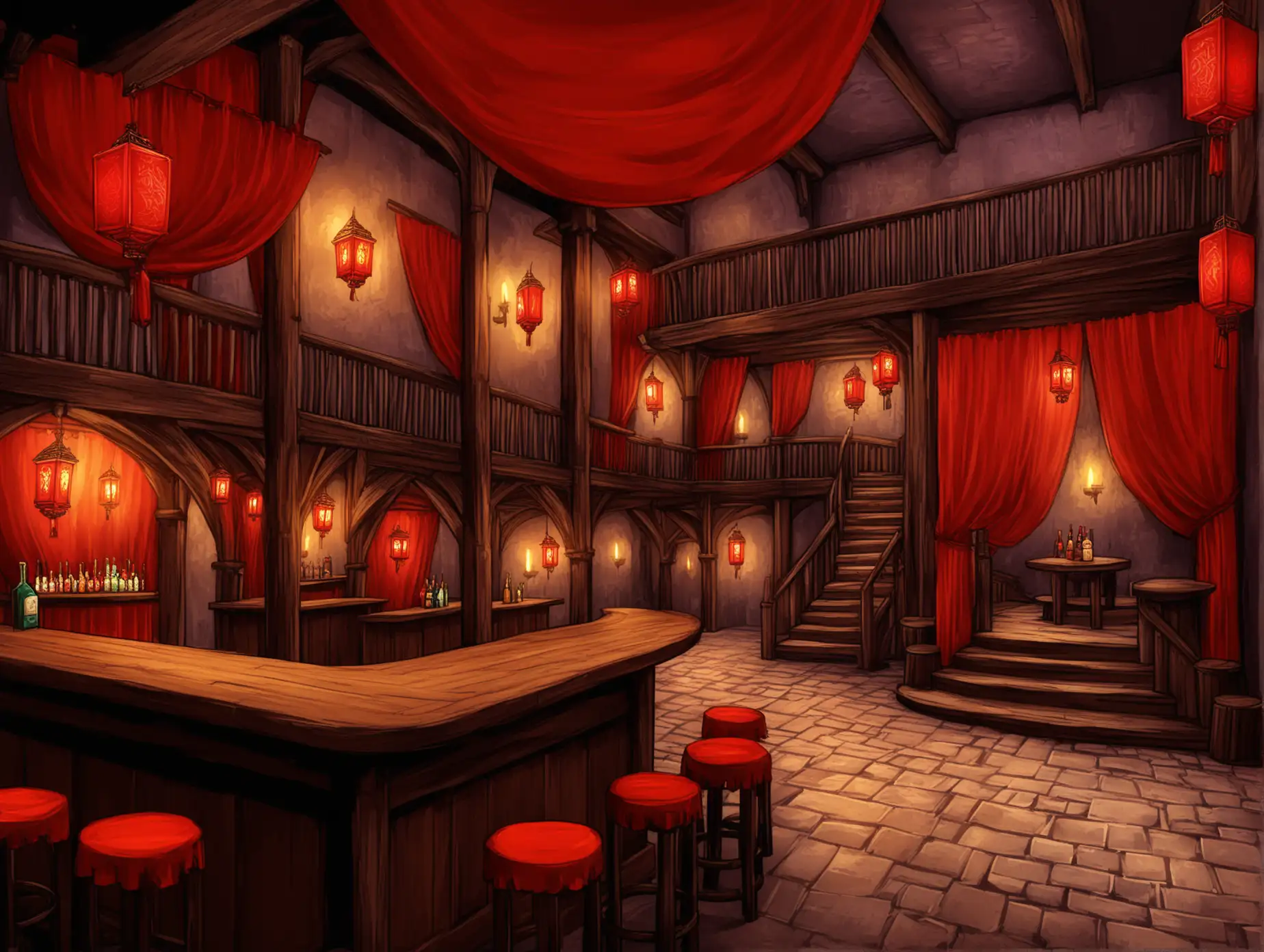 Medieval-Fantasy-Brothel-Interior-with-Red-Lanterns-and-Pole-Dancing-Table