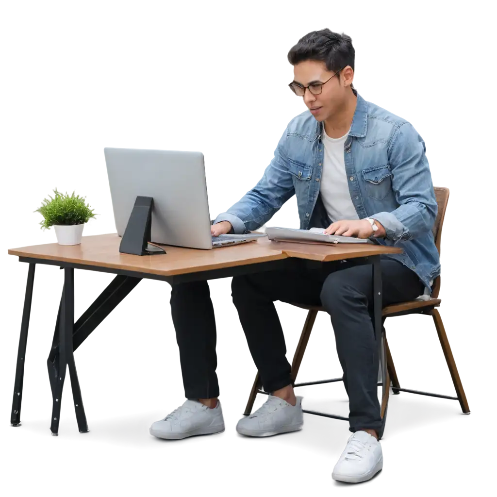 Man-Working-on-Computer-PNG-Image-for-Digital-Work-Visuals