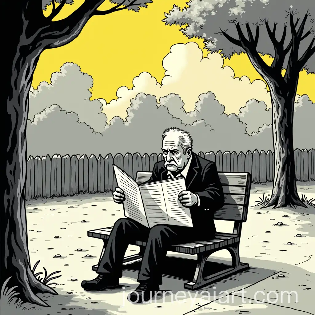 Grumpy-Old-Man-in-Comic-Art-Style-Remembering-an-Ugly-Memory-at-the-Park
