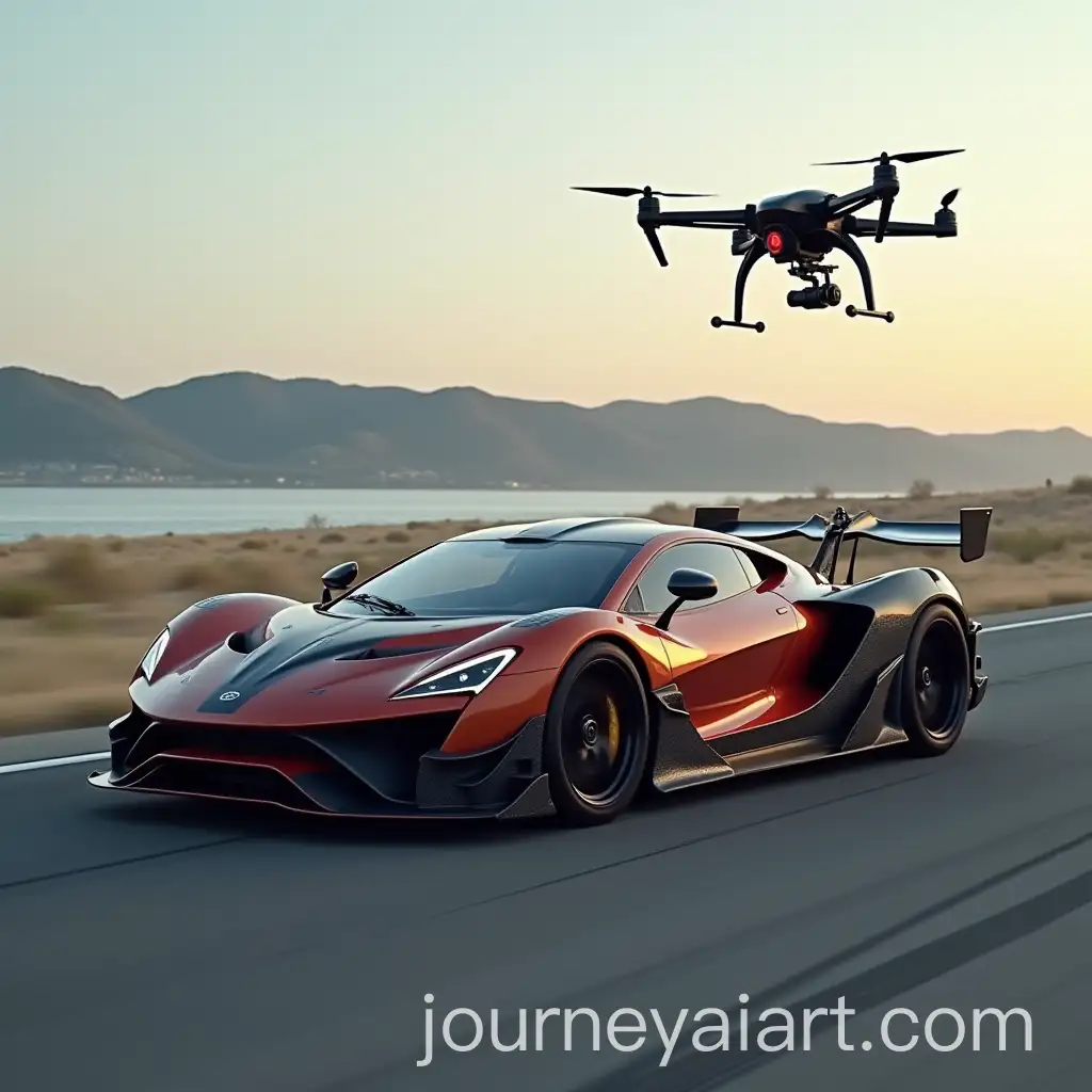 Luxury-Supercar-and-Drone-in-CloseUp-View