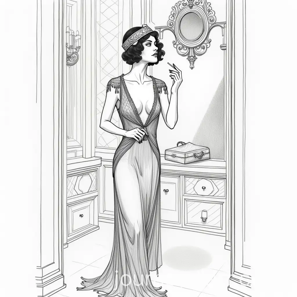 Elegant-1920s-Woman-in-Evening-Dress-and-Art-Deco-Dressing-Room