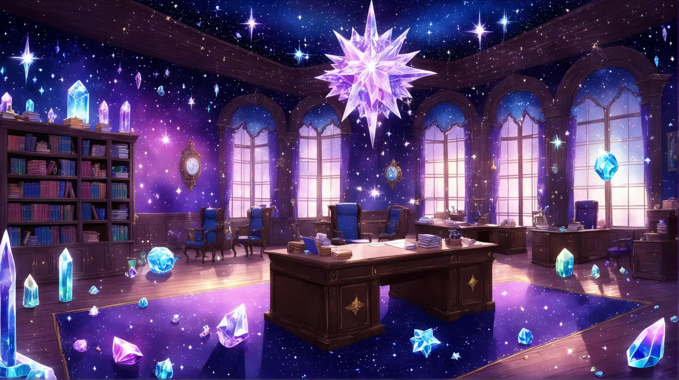 Principals Office in a Magical School with Stars and Crystals