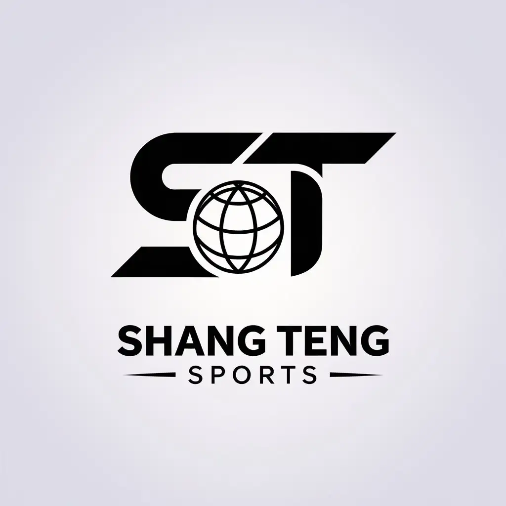 a vector logo design,with the text "Shang Teng Sports", main symbol:sports, ST,Minimalistic,be used in Sports Fitness industry,clear background