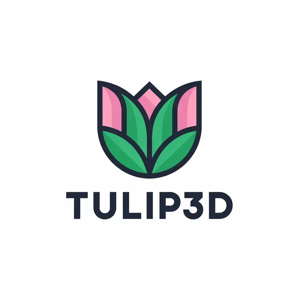 LOGO Design for TULIP3D Minimalistic Green Tulip Symbol with 8Bit Style and Clear Background