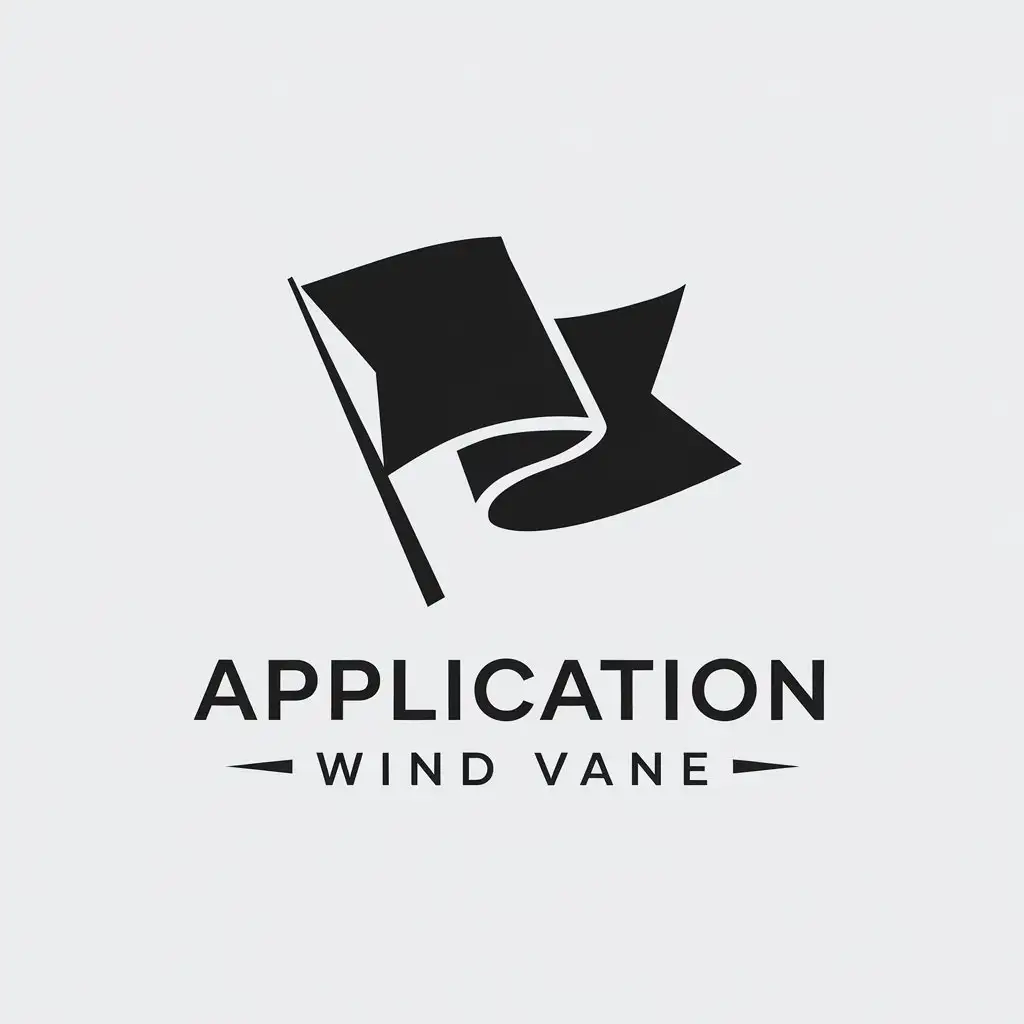 a vector logo design,with the text "application wind vane", main symbol:black and white flag,Minimalistic,be used in Internet industry,clear background