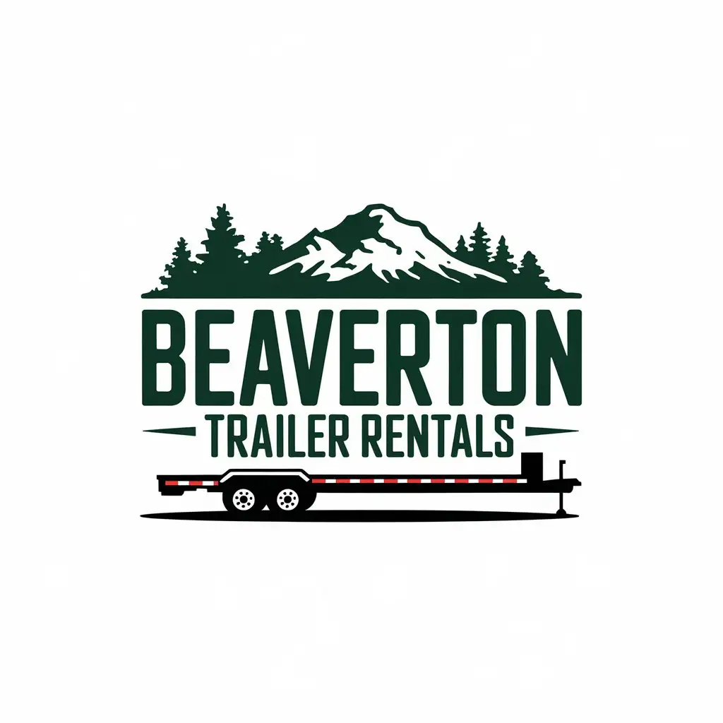 LOGO Design for Beaverton Trailer Rentals Mt Hood Trees Flatbed Trailer Theme in Pacific Northwest Style