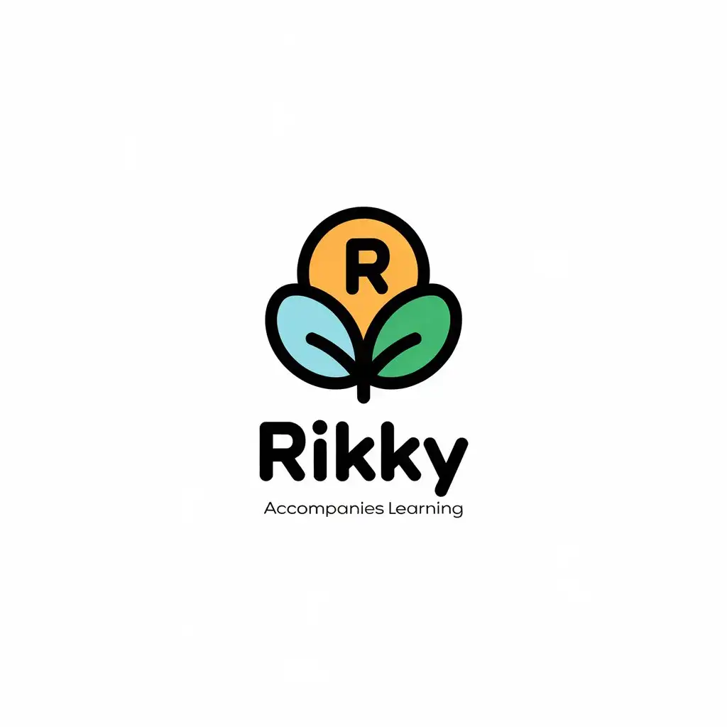 a vector logo design,with the text "Rikky accompanies learning", main symbol:Cute, seed,Minimalistic,be used in Education industry,clear background