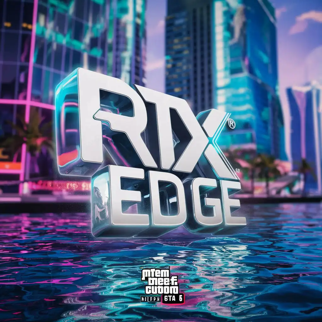 RTX EDGE Gaming Logo Inspired by GTA 6 Miami Vibes in 3D