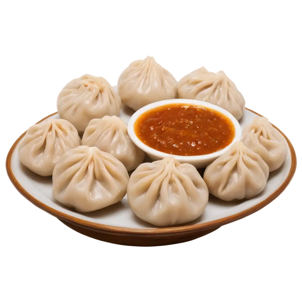 Momos-in-a-Plate-with-Chutney-HighQuality-PNG-Image-for-Culinary-Content