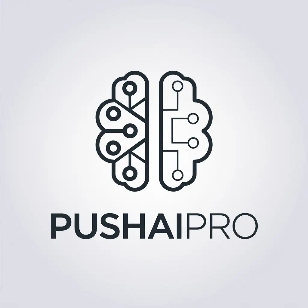 a vector logo design,with the text "PushAIPro", main symbol:Artificial Intelligence,Minimalistic,be used in marketing industry,clear background