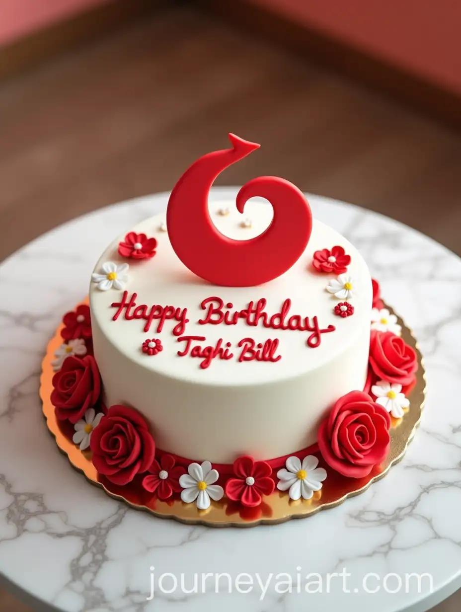 Exquisite-Red-CrescentThemed-Birthday-Cake-with-Elegant-Decorations