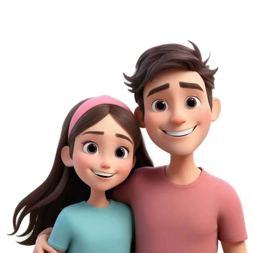 Cute-Cartoon-PNG-of-a-Young-Man-Hugging-a-Small-Girl-with-a-Smile-HighQuality-Image-for-Various-Uses