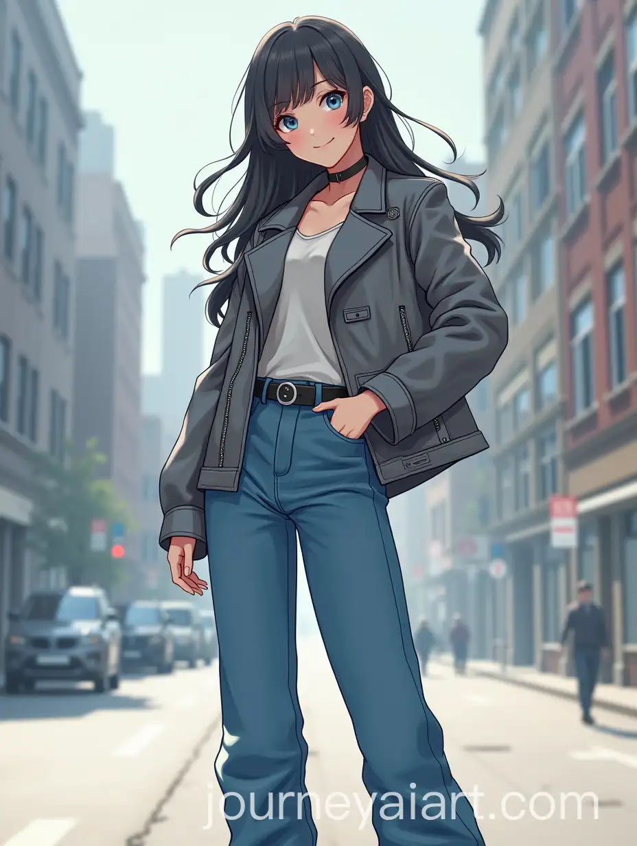 Anime-Girl-in-Gray-Leather-Jacket-and-Blue-Jeans-with-Boots