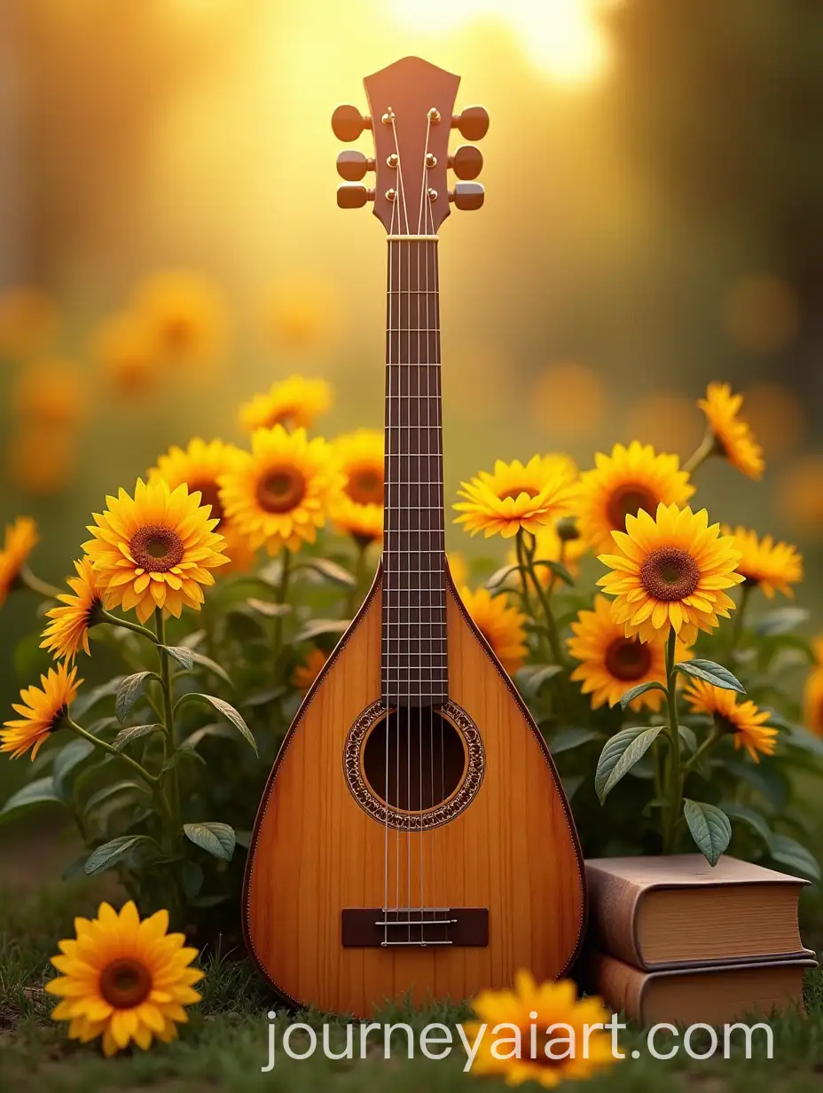 HyperRealistic-Sitar-Surrounded-by-Blooming-Sunlit-Garden-Symbolizing-Happiness-and-Success
