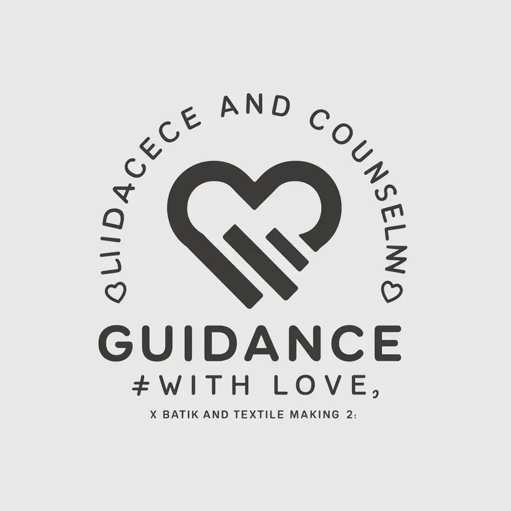 a vector logo design,with the text "Guidance and Counseling X Batik and Textile Making 2", main symbol:Helpful with love,Moderate,be used in Education industry,clear background