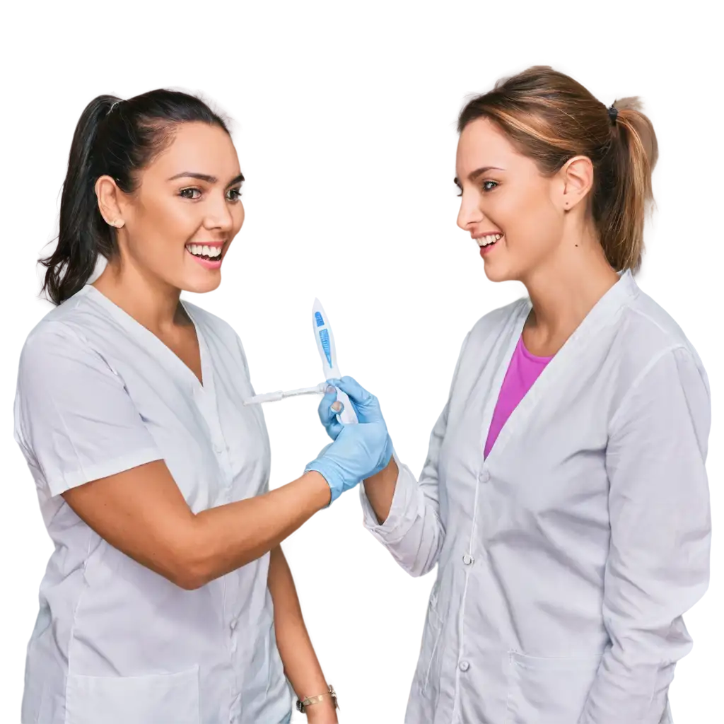 Female-Care-Worker-Giving-Instructions-Brush-Teeth-PNG-Image-for-Caregiving-and-Educational-Use