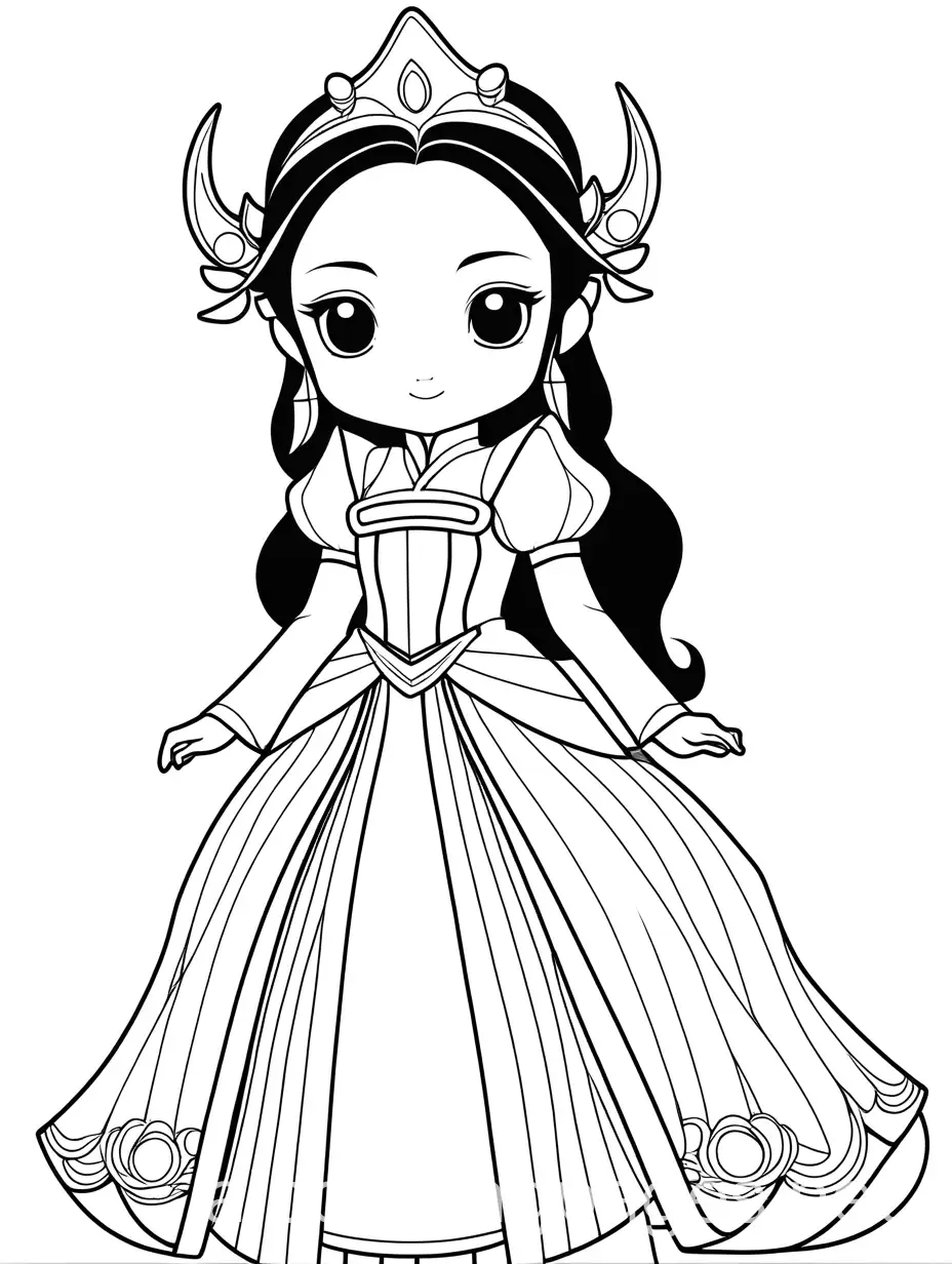 Nezuko-Kamado-as-a-Princess-Coloring-Page-for-Kids