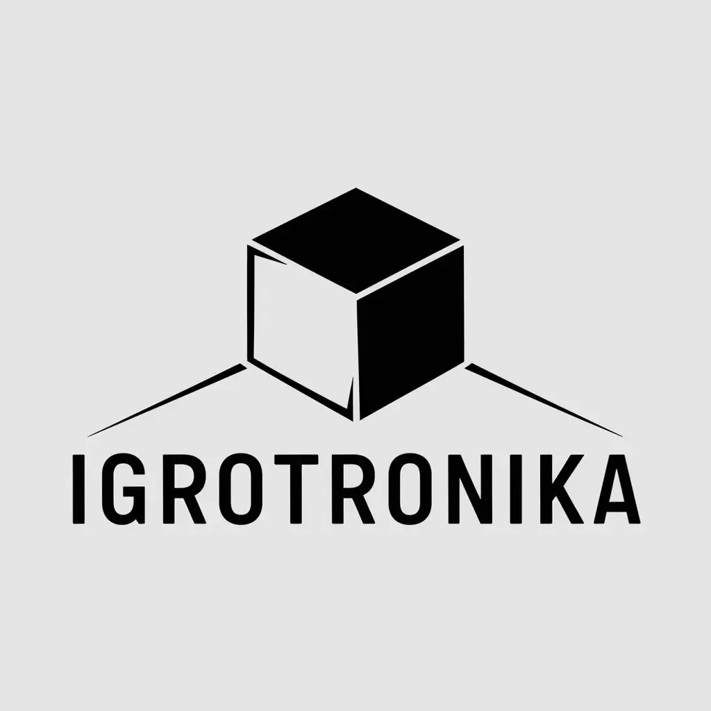 a logo design,with the text "Igrotronika", main symbol:A cube turned on its edge towards the camera,Minimalistic,be used in Entertainment industry,clear background