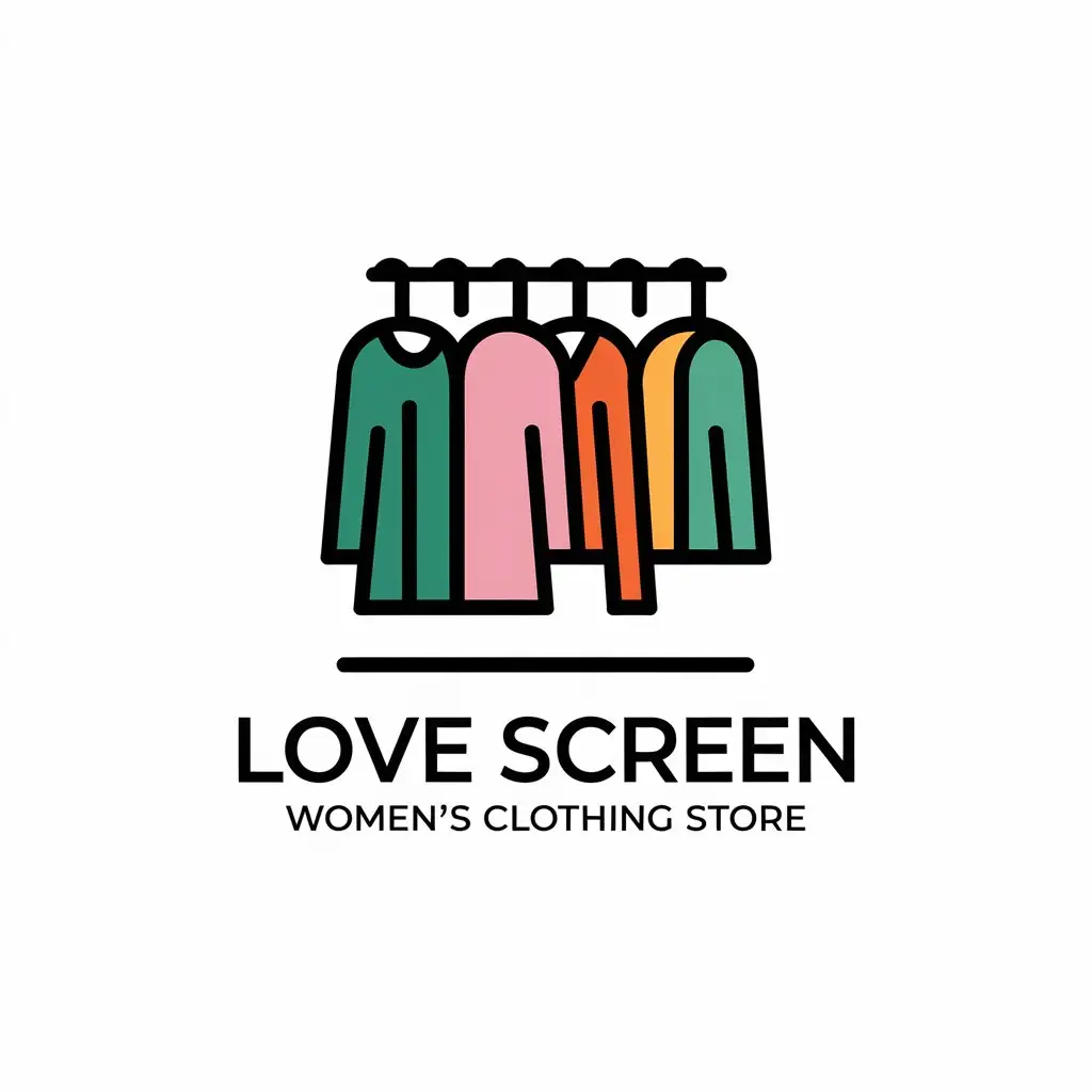 LOGO-Design-for-Love-Screen-Womens-Clothing-Store-with-Clothes-Symbol-and-Clear-Background