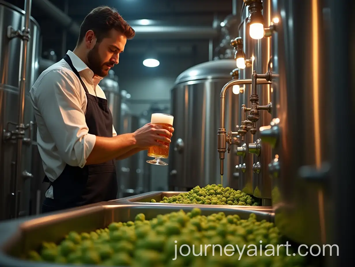 Elegant-Brewmaster-Inspecting-Hops-at-Craft-Beer-Brewery