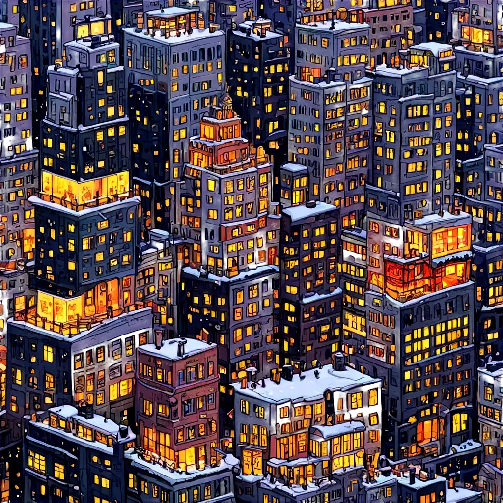 Close-Up-Cartoon-View-of-NYC-at-Christmas-PNG-Image-for-HighQuality-Holiday-Designs