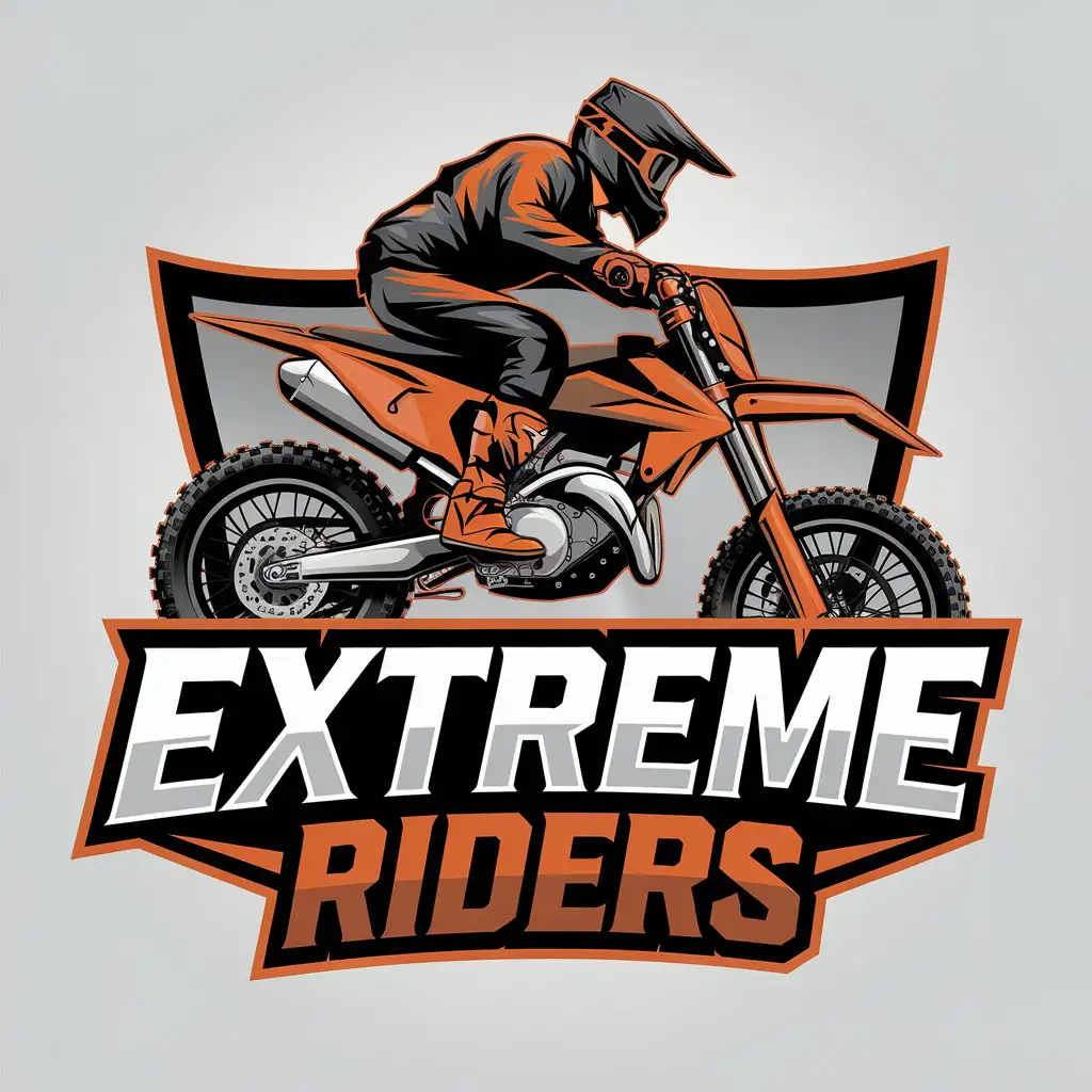 a vector logo design,with the text "Extreme Riders", main symbol:enduro,complex,be used in moto industry,clear background