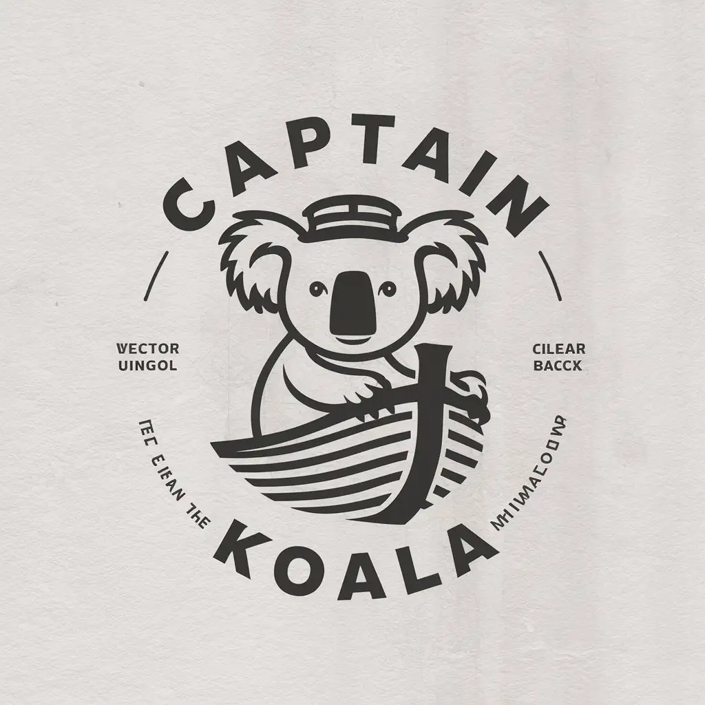 LOGO-Design-for-Captain-Koala-Minimalistic-Koala-Holding-Rudder-of-Boat