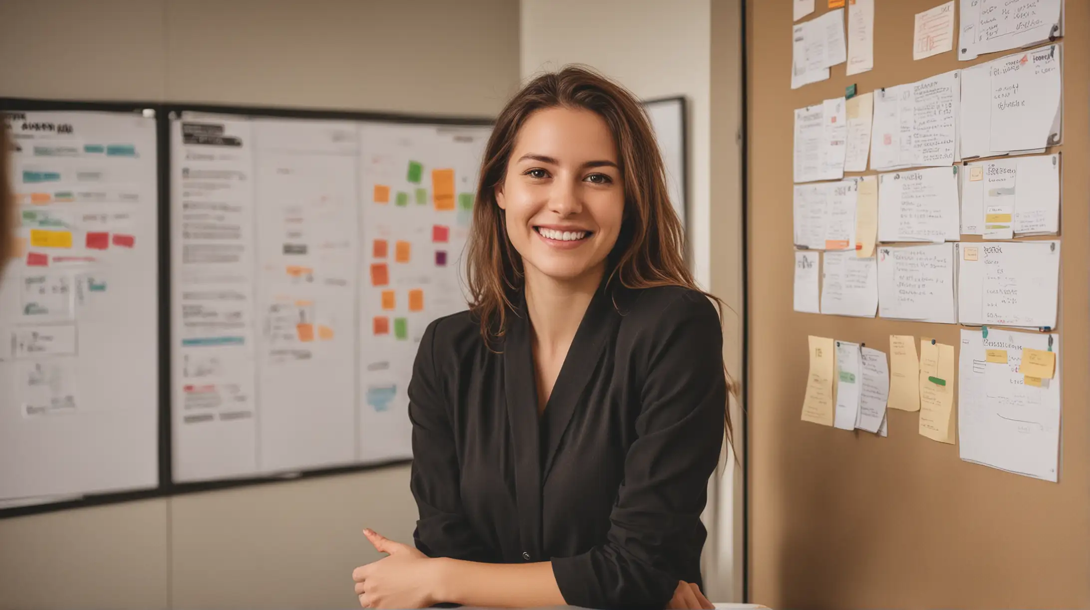 Creative Collaboration Young Woman Engages in Brainstorming Session