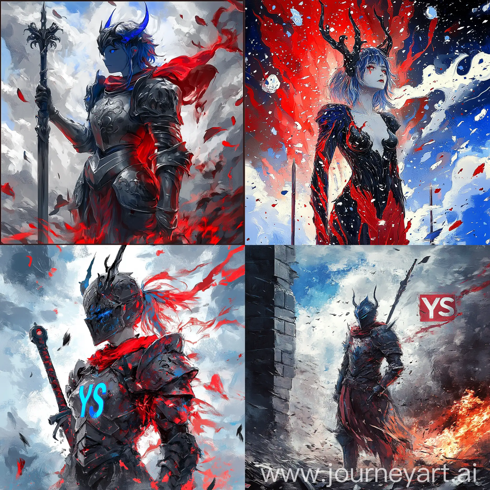 Sad-Girl-and-Knight-in-BlackRedBlue-with-YSS-Logo