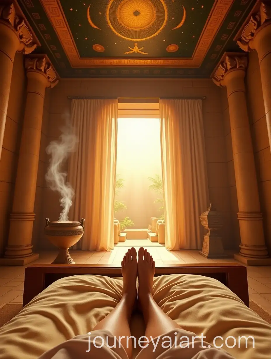 Pharaohs-Resting-Chamber-with-Starry-Ceiling-and-Golden-Sunlight