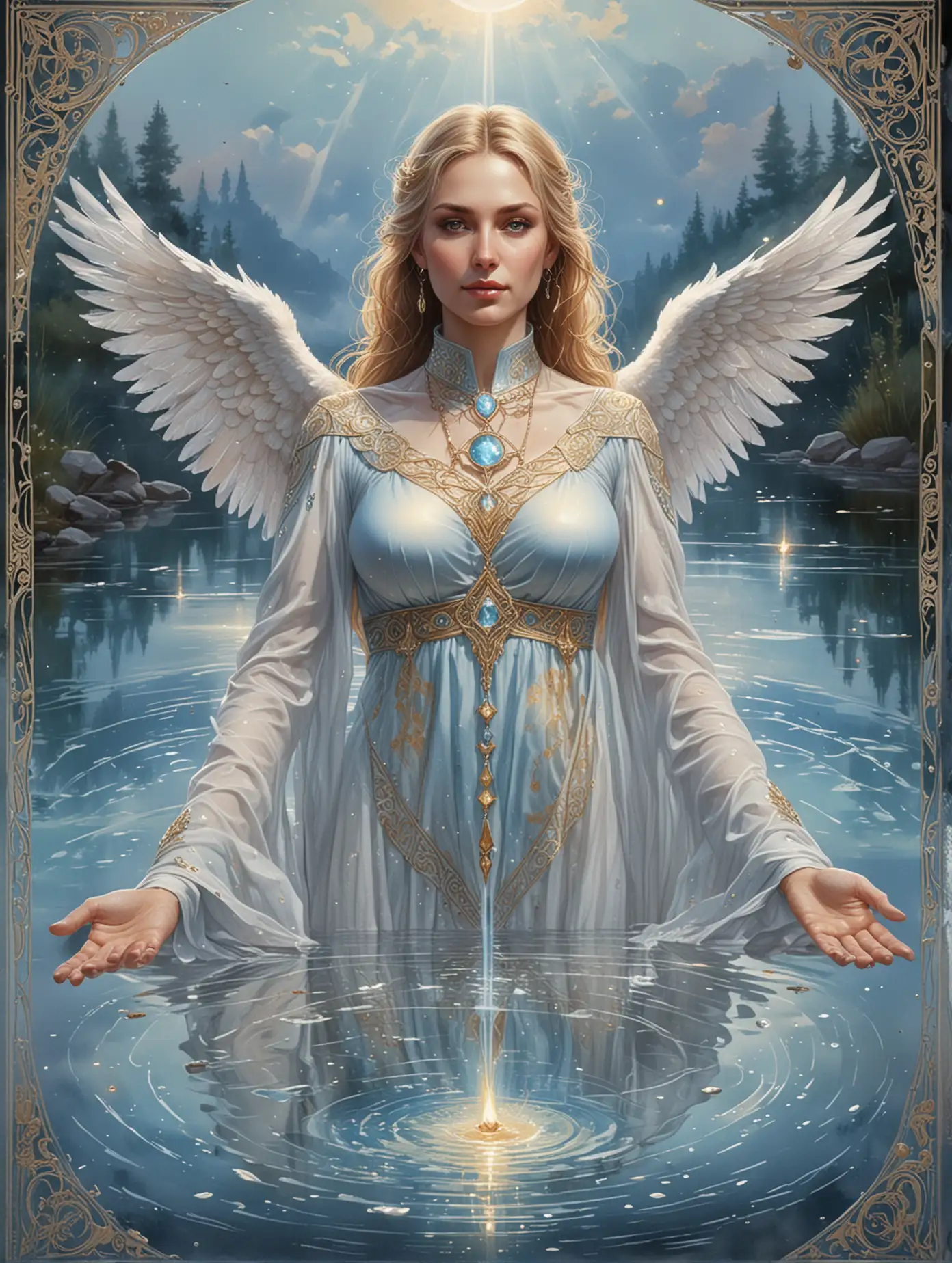 Futuristic-Tarot-Card-Featuring-Russian-Woman-with-Angel-Wings-and-Golden-Triangle