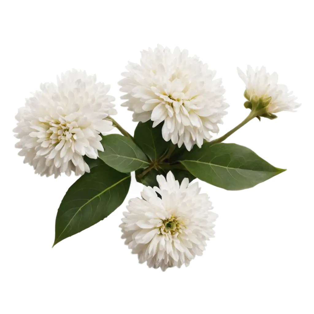 White-Fluffy-Flowers-with-Leaves-PNG-Delicate-Floral-Composition