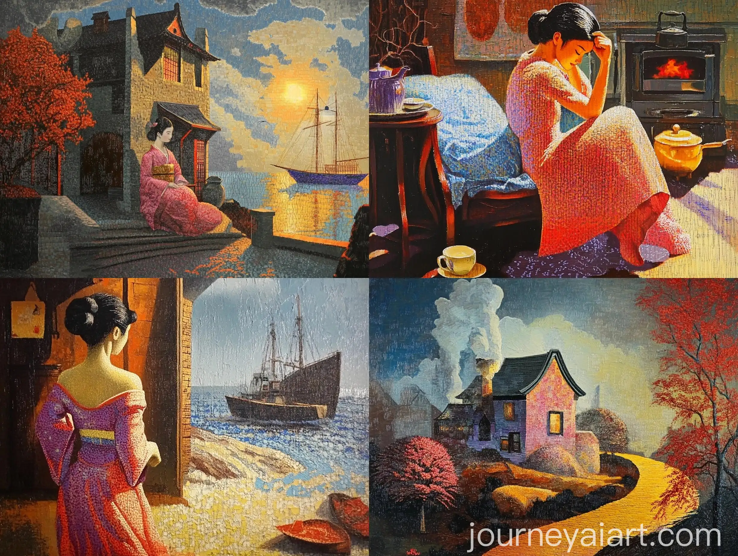 Genre-Oil-Painting-of-a-Journey