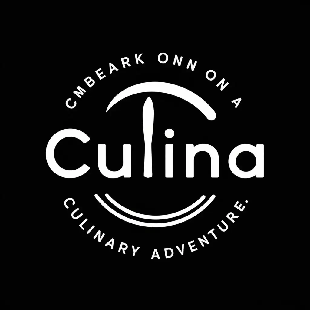 LOGO Design For CULINA Embark on a Culinary Adventure with Whisk or Knife Theme in White on Black Background