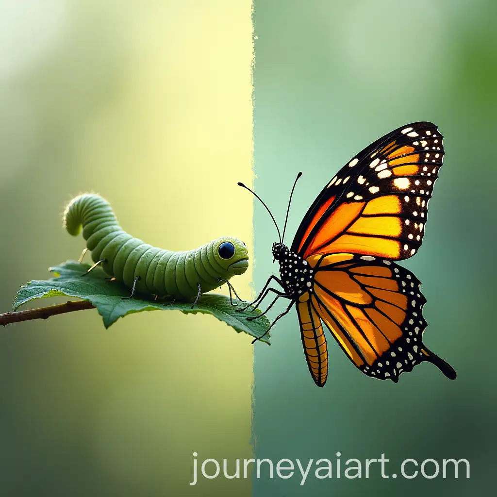 Caterpillar-Transforming-into-Butterfly