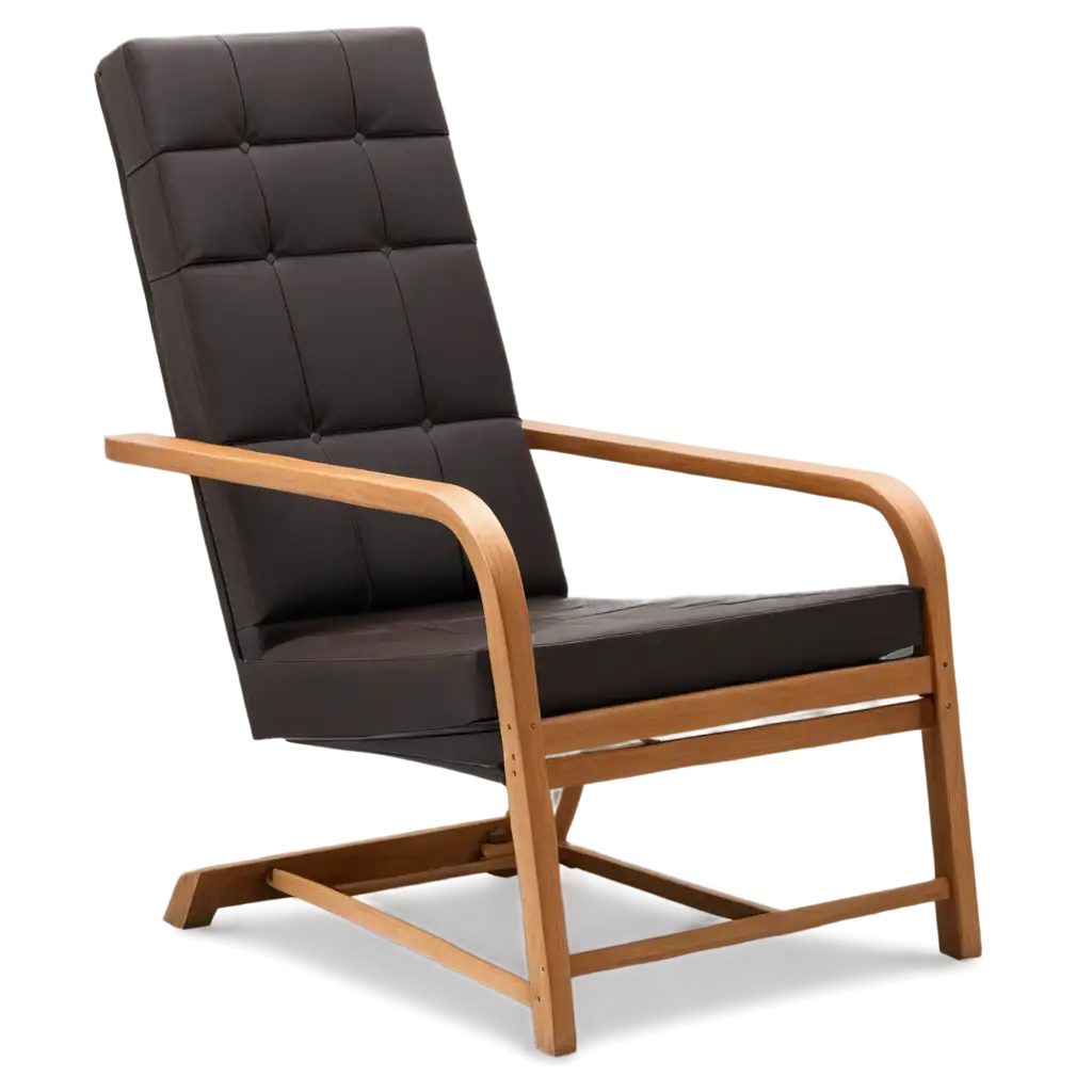 Contemporary-Wooden-Muiracatiara-Chair-with-Brown-Leather-Cushion-PNG-Image