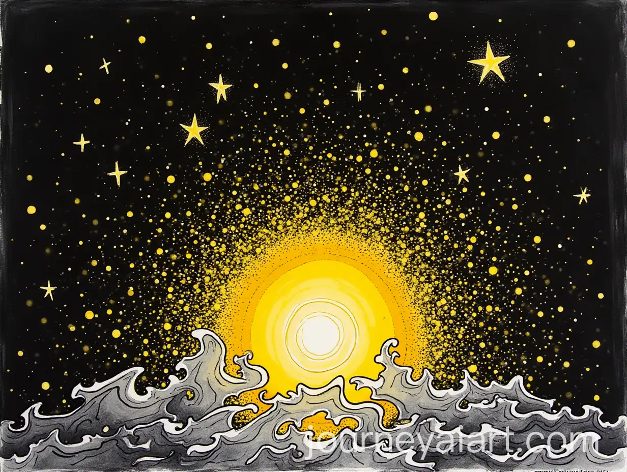 Cosmic-Darkness-with-Emerging-Stars-in-Ink-Style