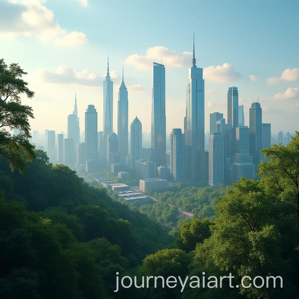 Realistic-City-with-Skyscrapers-Surrounded-by-Nature-and-Trees