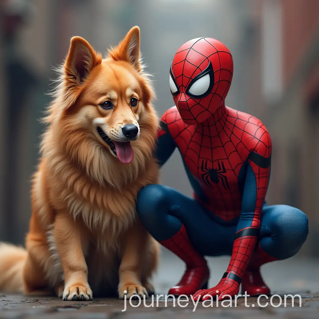 Dog-and-SpiderMan-Together-in-Action-Pose