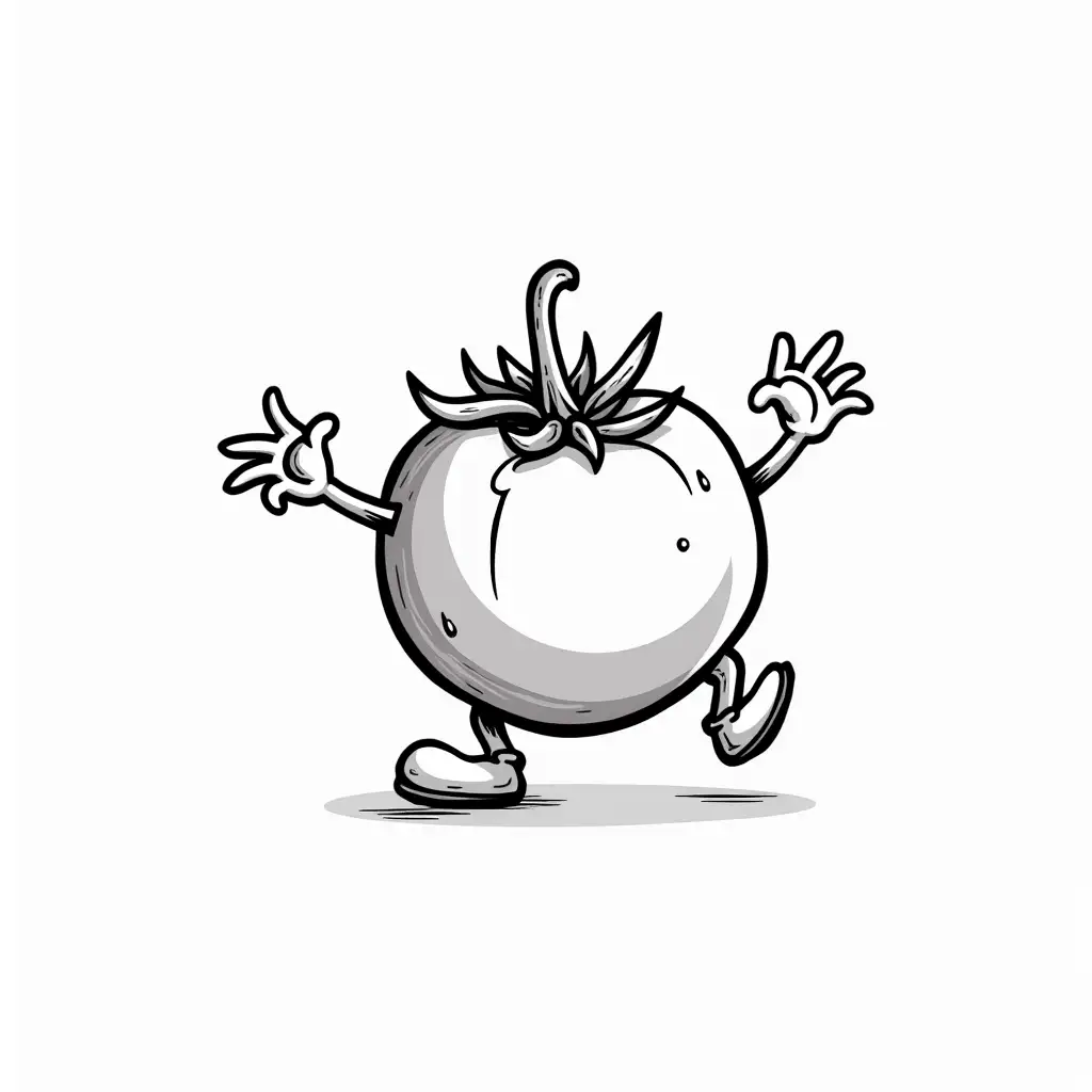 Playful-Dancing-Tomatoes-in-Cartoon-Style-Monochrome-Sketch